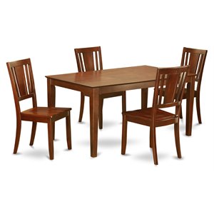 East West Furniture Capri 5-piece Wood Table and Dining Chair Set in Mahogany
