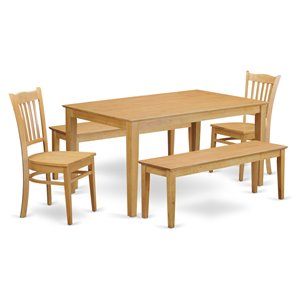 East West Furniture Capri 5-piece Wood Dining Set with Rectangle Table in Oak
