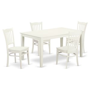 East West Furniture Capri 5-piece Wood Dining Set with Rectangle Table in White