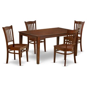 East West Furniture Capri 5-piece Traditional Wood Kitchen Set in Mahogany