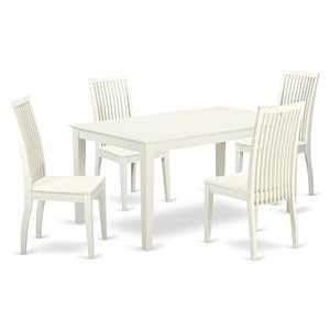 East West Furniture Capri 5-piece Wood Table and Dining Chair Set in White