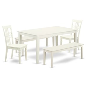 East West Furniture Capri 5-piece Wood Kitchen Table Set in Linen White