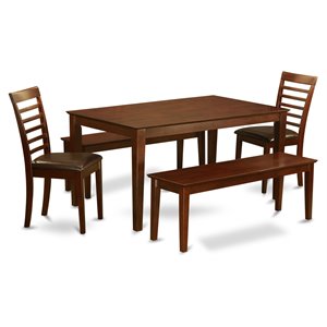 East West Furniture Capri 5-piece Wood Table and Dining Chairs in Mahogany