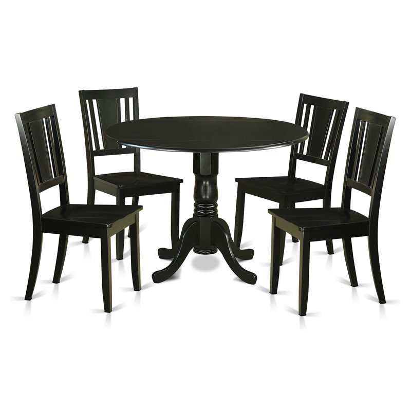 East West Furniture Dublin 5-piece Traditional Wood Kitchen Set in Black
