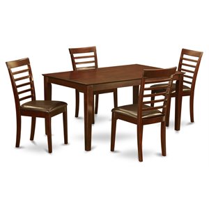 East West Furniture Capri 5-piece Wood Dining Table and 4 Chair Set in Mahogany