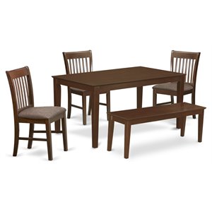 East West Furniture Capri 5-piece Wood Dining Room Set in Mahogany