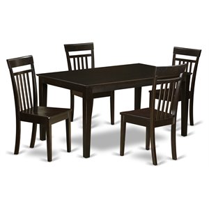 East West Furniture Capri 5-piece Wood Table and Dining Chair Set in Cappuccino