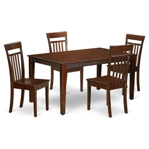 East West Furniture Capri 5-piece Traditional Wood Dining Set in Mahogany