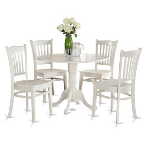 East West Furniture Dublin 5-piece Wood Dining Table and Chair Set in White