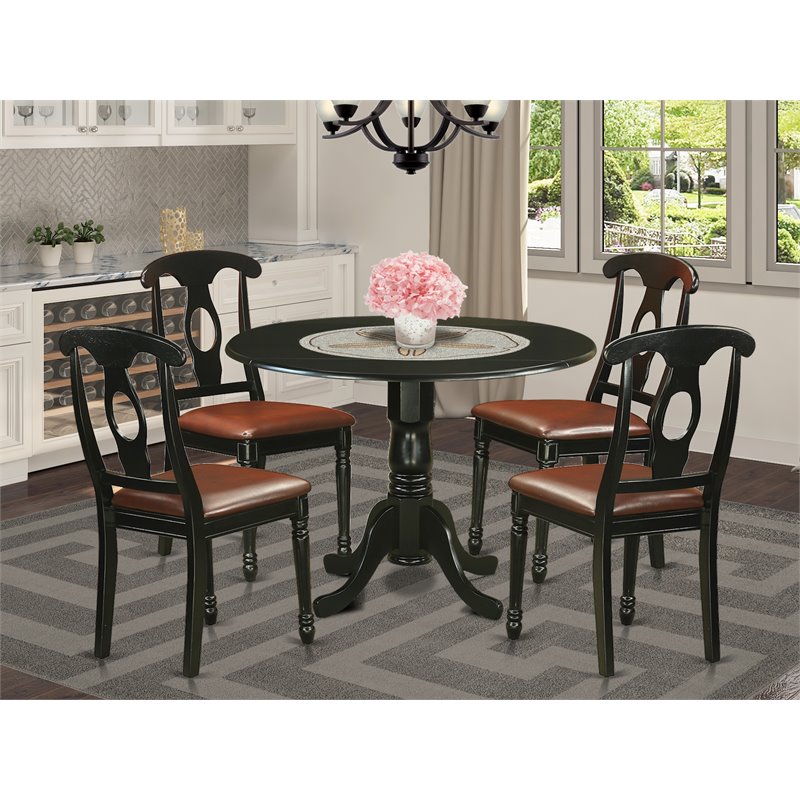 East West Furniture Dublin 5-piece Traditional Wood Dinette Table Set in Black