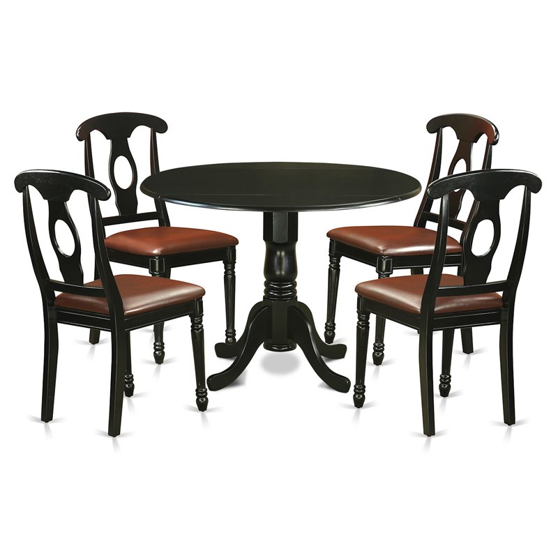 East West Furniture Dublin 5-piece Traditional Wood Dinette Table Set in Black