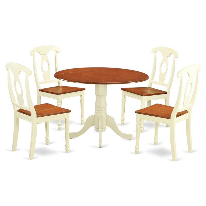 East West Furniture Dublin 5-piece Wood Dining Room Set in Buttermilk/Cherry