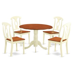 East West Furniture Dublin 5-piece Wood Dining Room Set in Buttermilk/Cherry