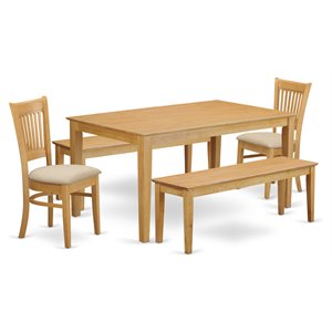 East West Furniture Capri 5-piece Wood Small Table and Dining Chair Set in Oak