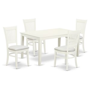 East West Furniture Capri 5-piece Wood Dining Set with Slatted Back in White