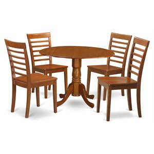 East West Furniture Dublin 5-piece Wood Kitchen Set in Saddle Brown