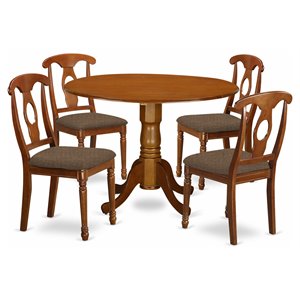 East West Furniture Dublin 5-piece Wood Kitchen Table Set in Saddle Brown