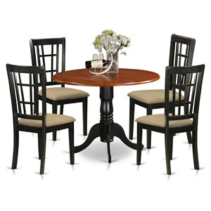East West Furniture Dublin 5-piece Table and Dining Chair Set in Black/Cherry