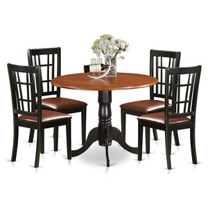 East West Furniture Dublin 5-piece Kitchen Table and Chair Set in Black/Cherry