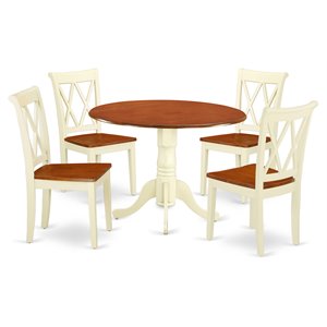 East West Furniture Dublin 5-piece Wood Dining Set with X back Chairs in Cherry