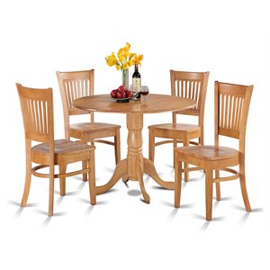 East West Furniture Dublin 5-piece Traditional Wood Dining Set in Oak