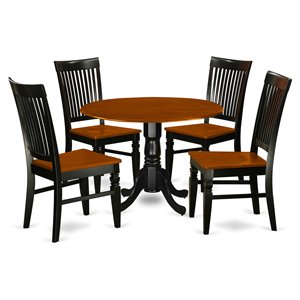 East West Furniture Dublin 5-piece Wood Dinette Set in Black/Cherry