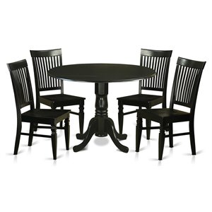 East West Furniture Dublin 5-piece Wood Kitchen Table and Chair Set in Black