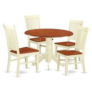 East West Furniture Dublin 5-piece Dining Set with Wood Chairs in Cherry