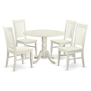 East West Furniture Dublin 5-piece Wood Kitchen Table Set in Linen White