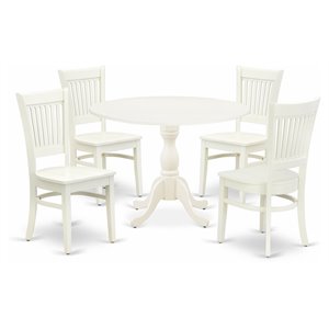East West Furniture Dublin 5-piece Traditional Wood Dining Set in Linen White
