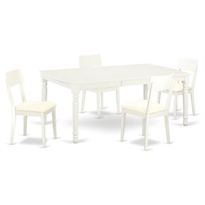 East West Furniture Dover 5-piece Traditional Wood Dining Set in Linen White