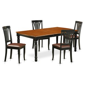 East West Furniture Dover 5-piece Wood Dining Table Set in Black/Cherry