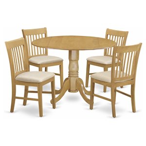 East West Furniture Dublin 5-piece Traditional Wood Kitchen Set in Oak