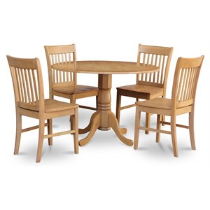 East West Furniture Dublin 5-piece Traditional Wood Kitchen Table Set in Oak