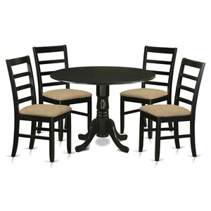East West Furniture Dublin 5-piece Wood Table and Dining Chairs in Black
