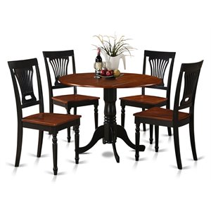 East West Furniture Dublin 5-piece Table and Dinette Chair Set in Black/Cherry