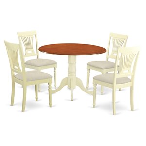 East West Furniture Dublin 5-piece Wood Kitchen Table Set in Buttermilk/Cherry