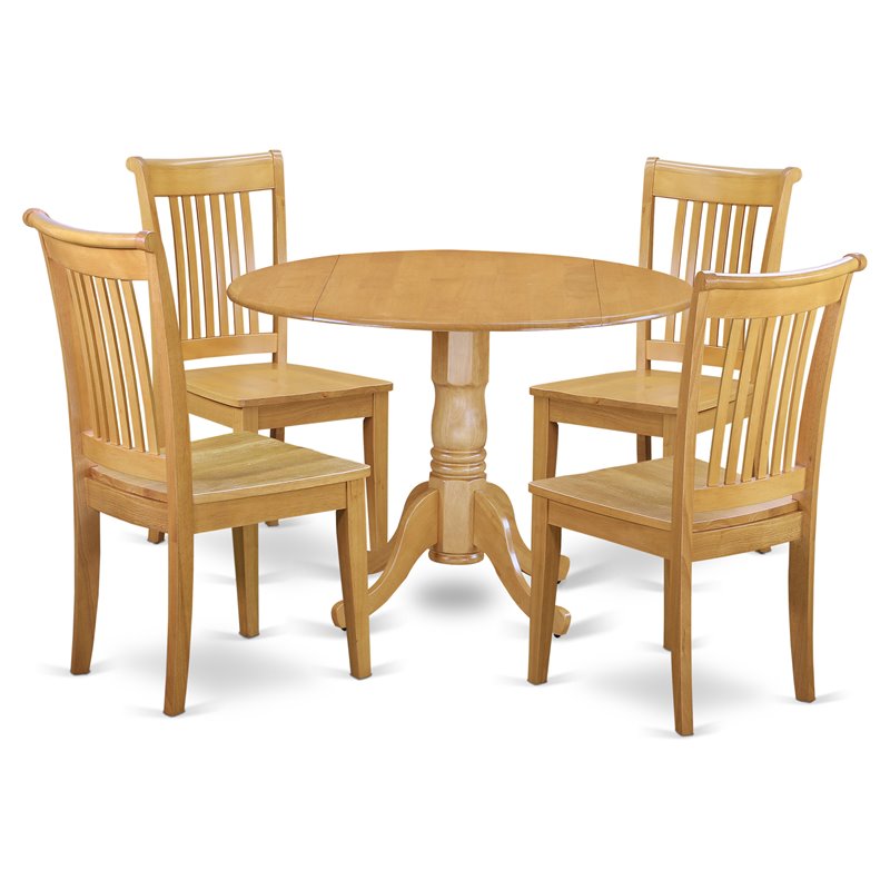 East West Furniture Dublin 5-piece Wood Table and Dining Chair Set in Oak