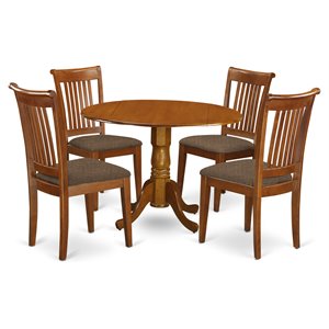 East West Furniture Dublin 5-piece Table and Dining Chair Set in Saddle Brown