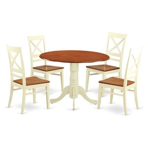 East West Furniture Dublin 5-piece Table and Dining Chairs in Buttermilk/Cherry