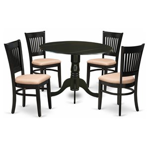 East West Furniture Dublin 5-piece Wood Dining Set with Slatted Back in Black