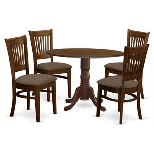 East West Furniture Dublin 5-piece Wood Dining Table Set in Espresso