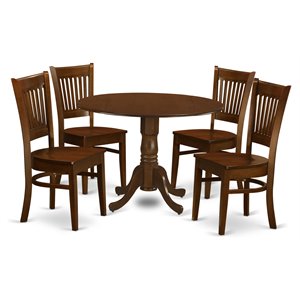 East West Furniture Dublin 5-piece Wood Dining Room Set in Espresso