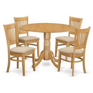 East West Furniture Dublin 5-piece Wood Table and Dining Chairs in Oak