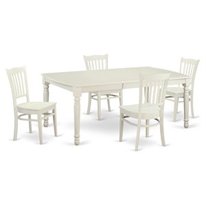 East West Furniture Dover 5-piece Traditional Wood Kitchen Set in Linen White