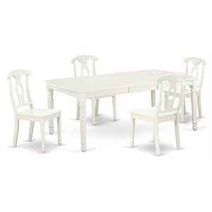 East West Furniture Dover 5-piece Wood Dining Set with Panel Back in Linen White