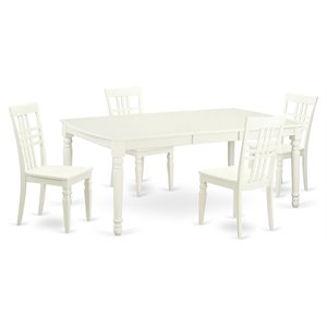 East West Furniture Dover 5-piece Wood Dining Room Set in Linen White