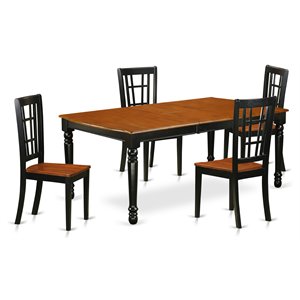 East West Furniture Dover 5-piece Wood Kitchen Set in Black/Cherry