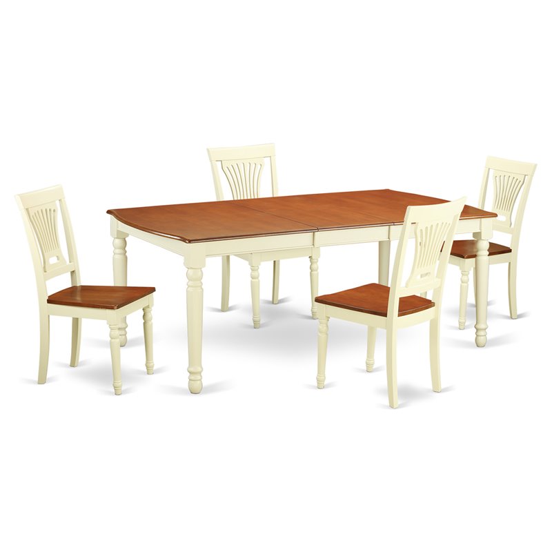 East West Furniture Dover 5Pcs Dining Table and Chair in Buttermilk/Cherry