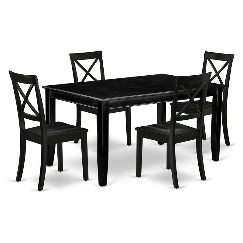 East West Furniture Dudley 5-piece Wood Dining Set with Rectangle Table in Black